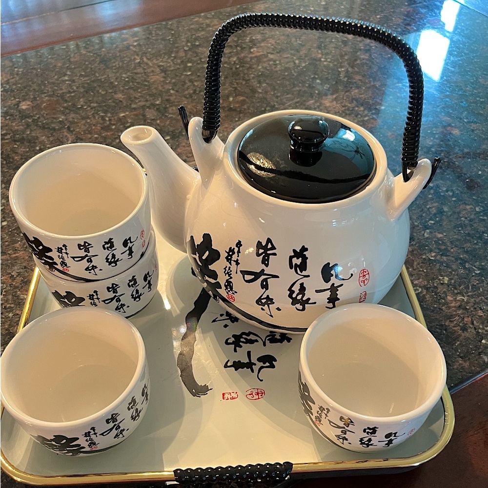 Vintage Taiwan Tea cup set with tray